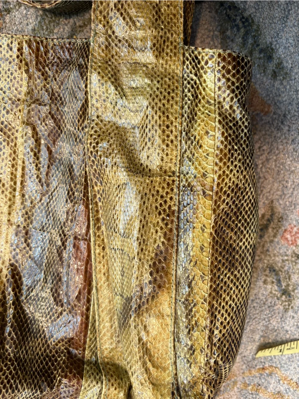 Beirn Jenna Tote Bag Genuine Watersnake Snakeskin Metallic Gold Large